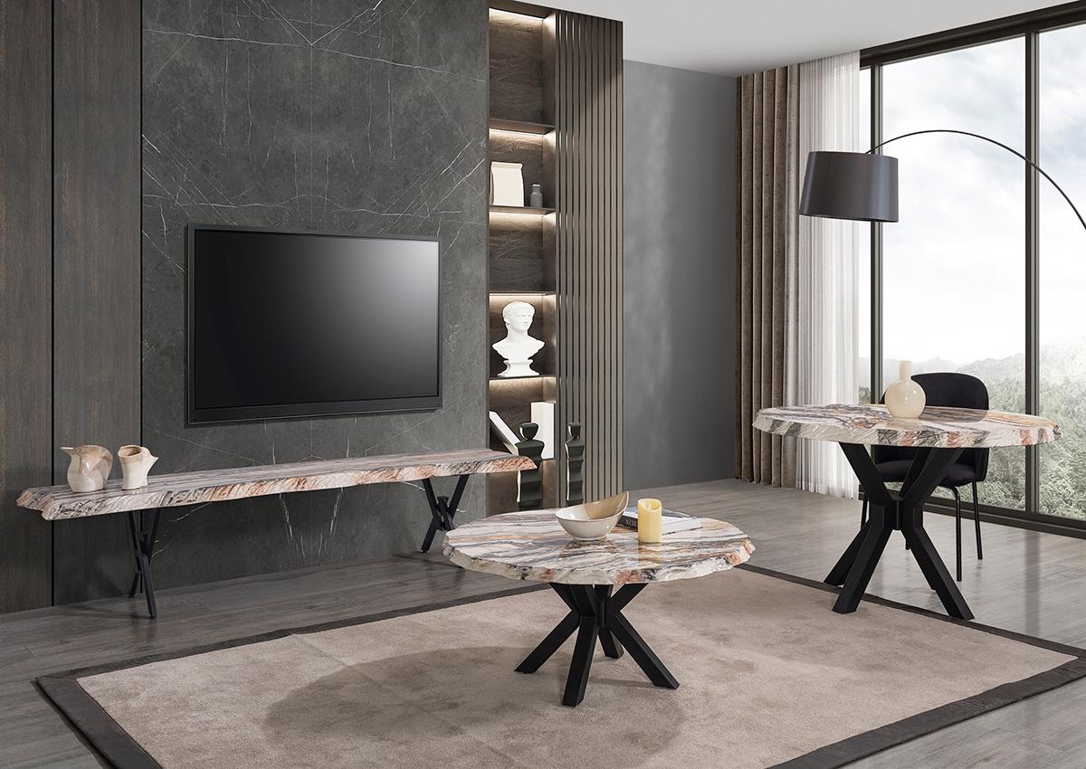 Stone Oval Sehpalı TV Wohnwand