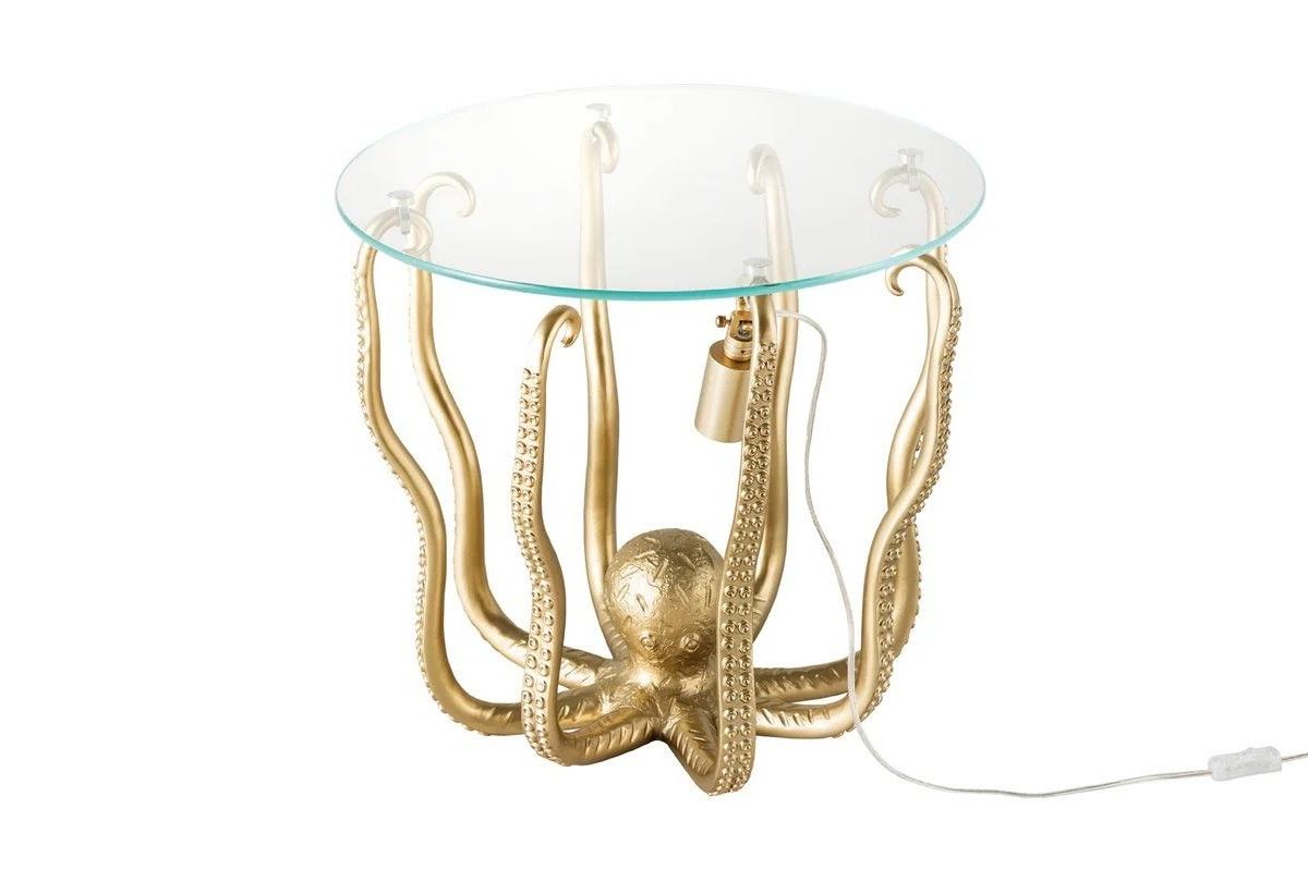 Octopus 50cm Gold mit Lampe Beistelltische