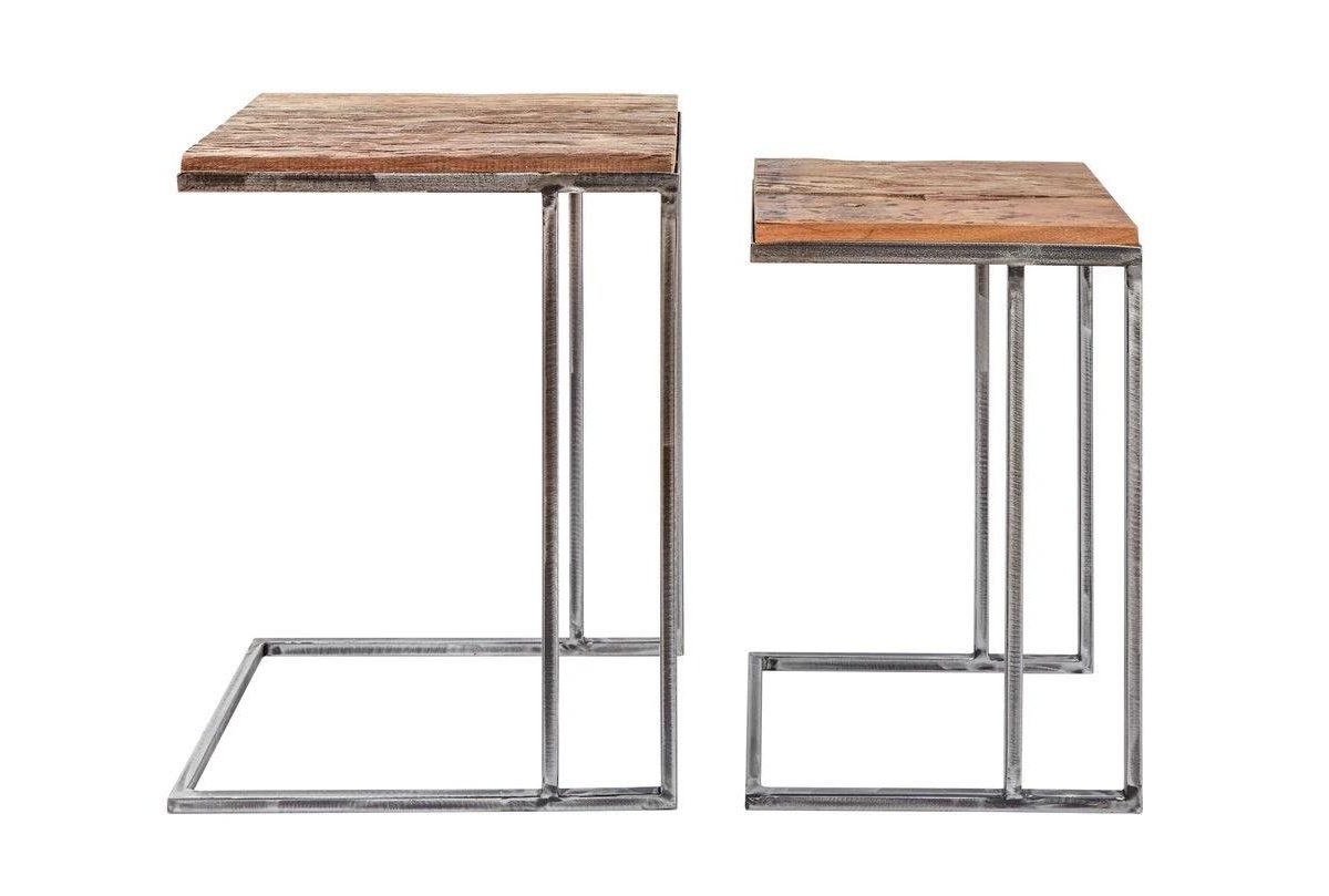 Barracuda Set Of 2 Recycled Wood Beistelltische