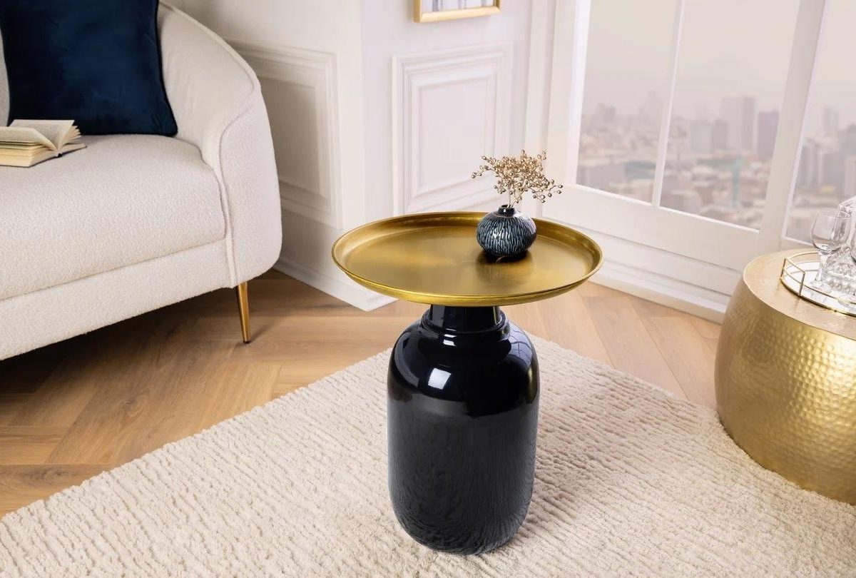 Elegancıa 50cm Siyah Altın Üstlü Beistelltische