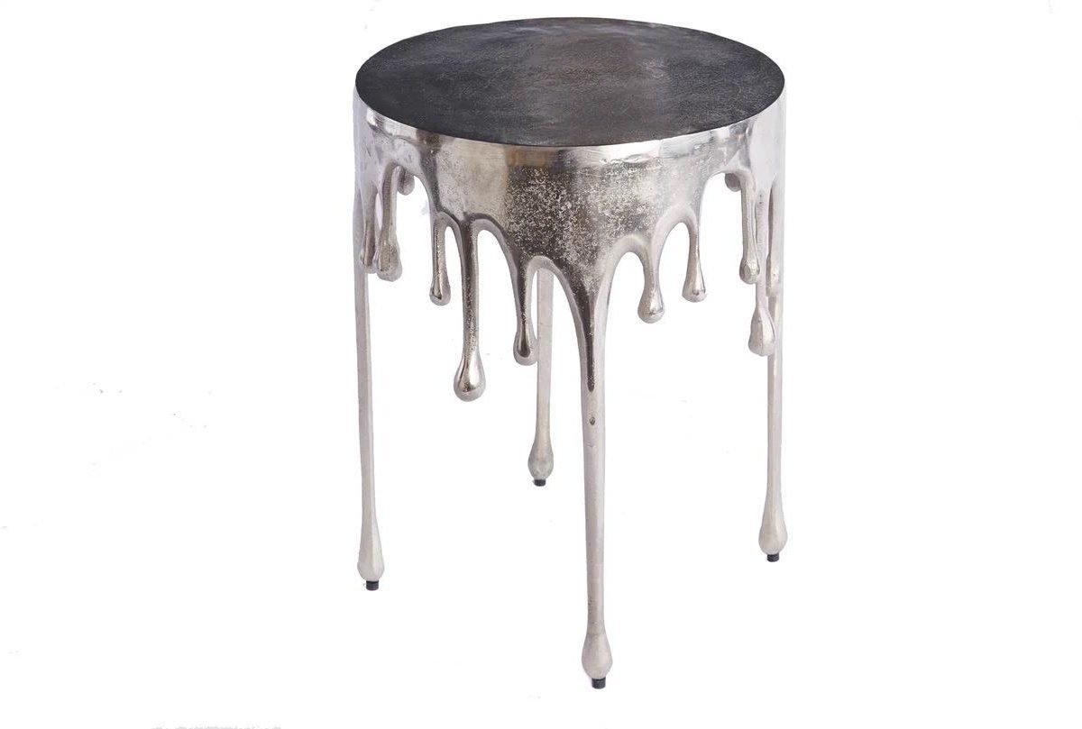 Liquid Line Ø 50cm Rundes Silber Beistelltische
