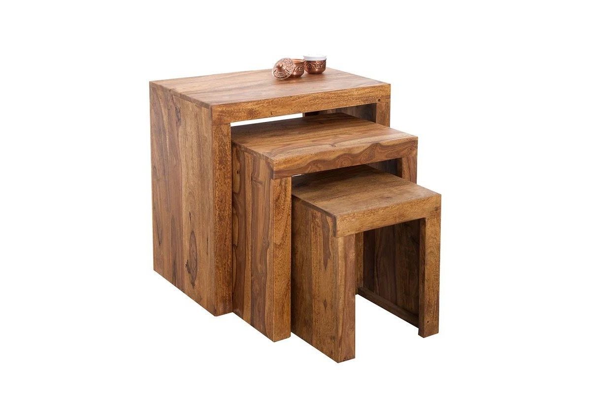 Madeıra 3'lü Sheesham Holz Set Beistelltische