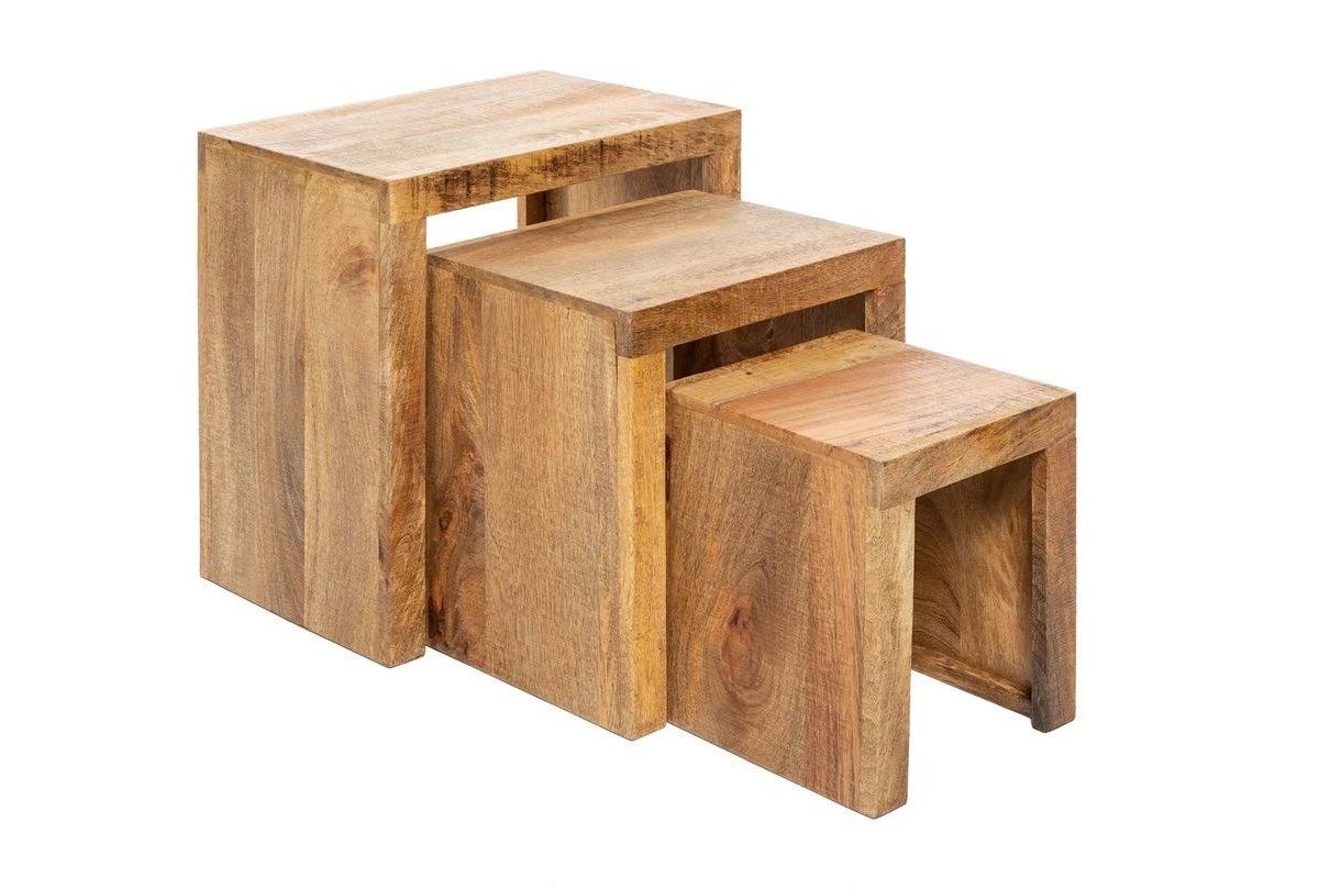 Makkasar 29-45cm 3'lü Set Mangoholz Beistelltische