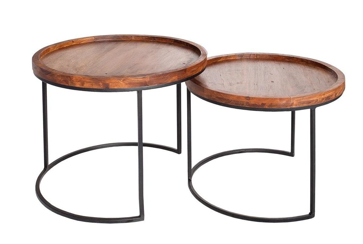 Makkasar 50x55cm 2'li set Akazienholz Beistelltische