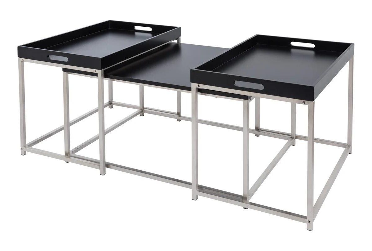 Elements Set Of 3 With Removable Trays Black Couchtische