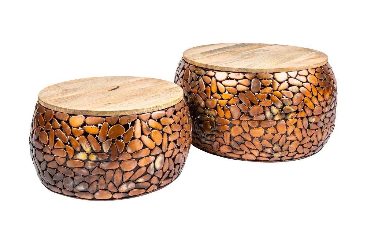 Stone Mosaic Set Of 2 54-66cm Couchtische
