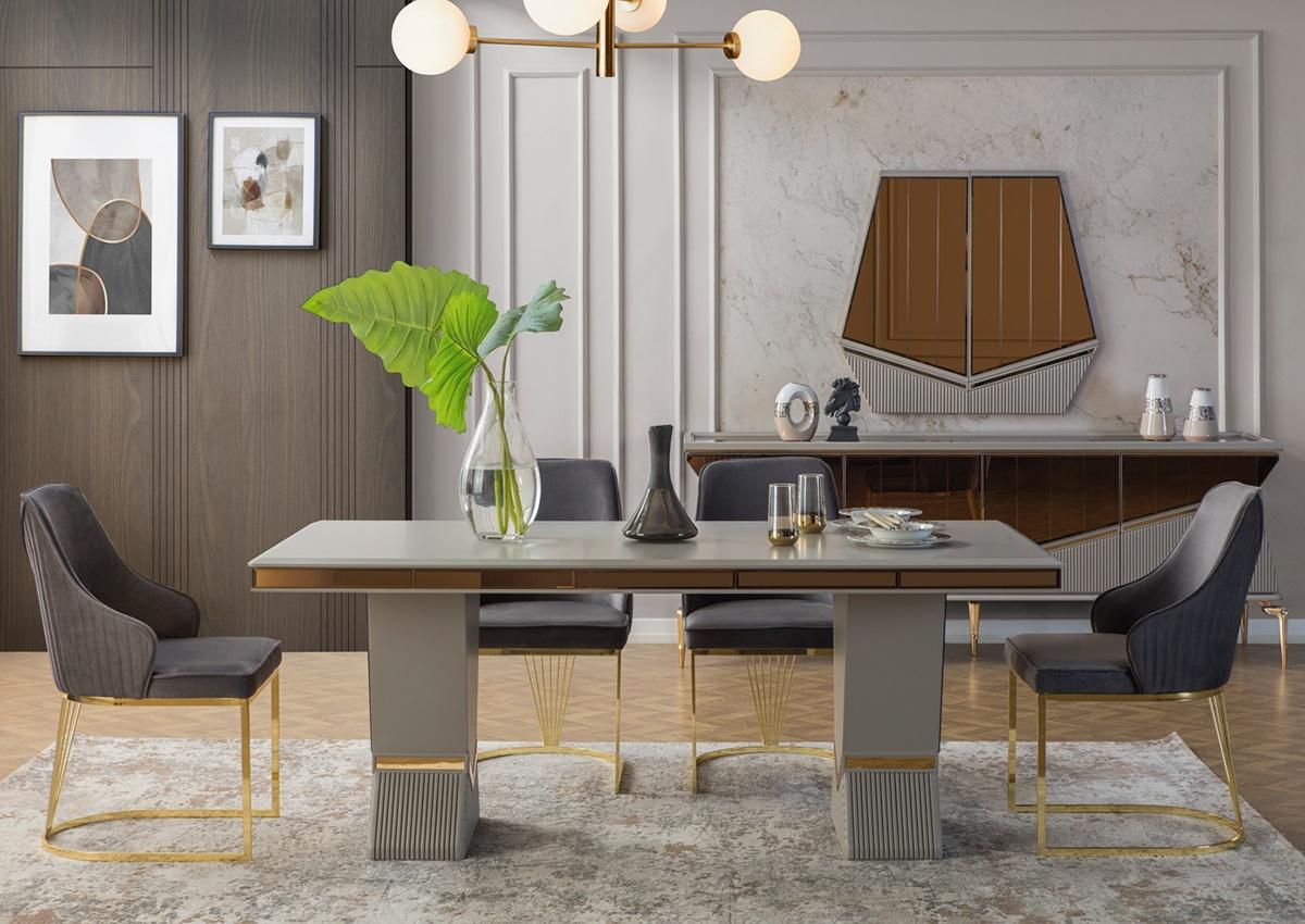 Milano Lüx Grau Esszimmer Set